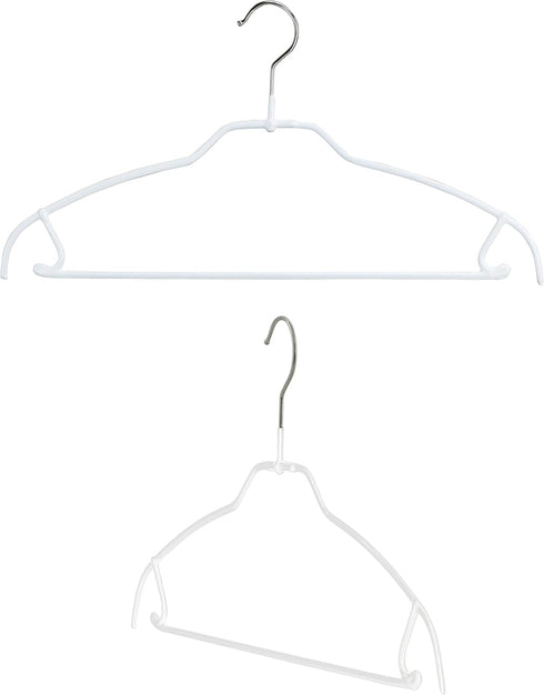 Mawa by Reston Lloyd Silhouette Ultra-Thin Series, Non-Slip Space Saving Shirt Hanger with Pant Bar & Skirt Hooks, Style 42/FTU, Pack of 2, White...