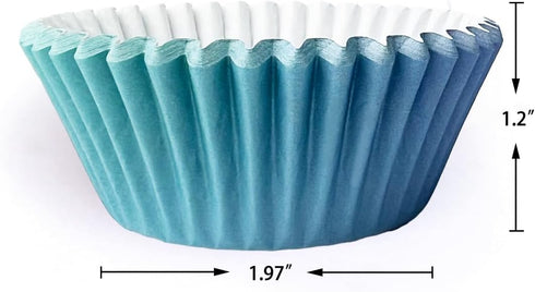 qiqee 300PCS Standard Gradient Cupcake Liners Cupcake Cups 6 Designs Blue Gradient Cupcake Papers Baking Cups Cupcake Wrappers (Medium Size)...