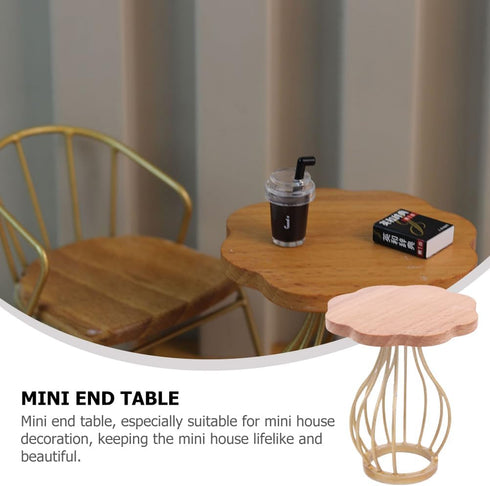 Dollhouse Side Table Wooden Miniature 1: 12 End Table Mini House Tea Table Model for Doll House Furniture Decorations Accessories...