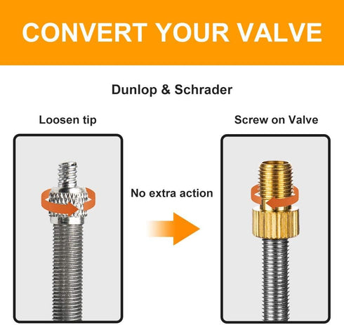 Presta Valve Adapter, Convert Presta to Schrader Adaptor for Bike, Inflate Tire Using Standard Pump or Air Compressor, Tire Valve Caps(4PCS)...