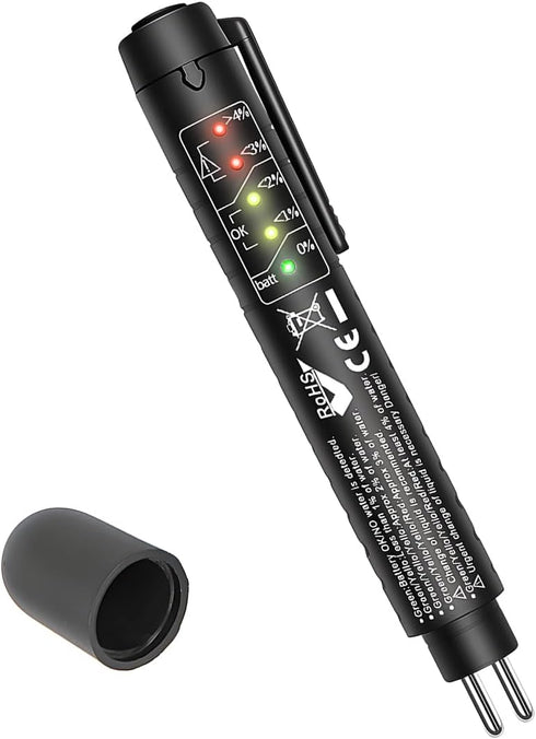 Brake Fluid Liquid Tester, Auto Brake Diagnostic Testing Tool with 5 LED Indicators, DOT3/4/5.1 Hydraulic Oil Moisture Analyzer, Test Pen for Chec...