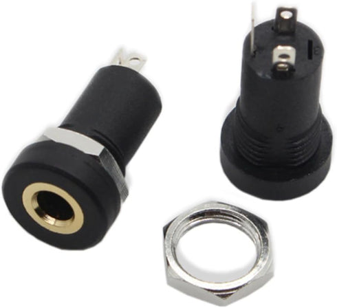 Maxmoral 6PCS Stereo Panel Mount Jack 3.5mm Audio Video Jack Socket Stereo Solder Panel Mount Jack Connector Headphone Jack Connector, Black...