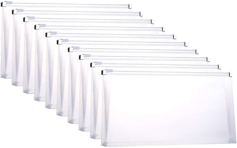 Plastic Envelopes with Zipper, 5 x 10 Clear Poly Envelope Folder for Money Receipts Coupons Bills, 10 Packs...