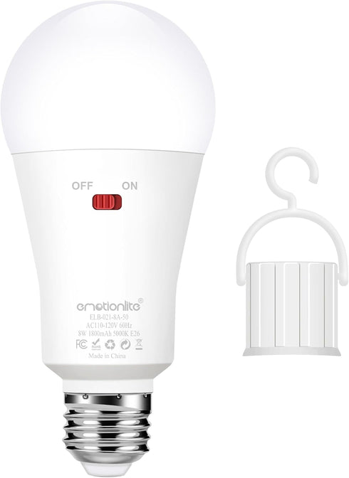 Emotionlite Rechargeable Emergency Light Bulb,1800mAh Battery Backup for Home Power Failure,Outage Emergency Reading Lighting Camping Hurricane,3 ...