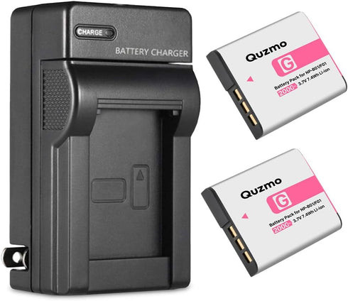 2-Pack NP-BG1 Battery & AC Wall Charger, 2000mAh Lithium-Ion NP-FG1 Digital Camera Battery Replacement for Sony CybeShot DSC-W215, DSC-W220, DSC-W...