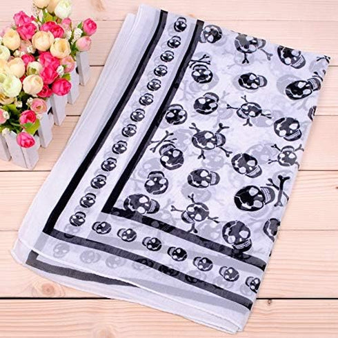Sugar Skulls Print Scarf Shawl Halloween Large Fashion Scarves for Women (2 skull)...