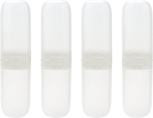 4 Pcs Portable Travel Toothbrush Case PP Plastic Toothbrush Storage Box Toothbrush Bucket Toothbrush Container (Translucent White)...