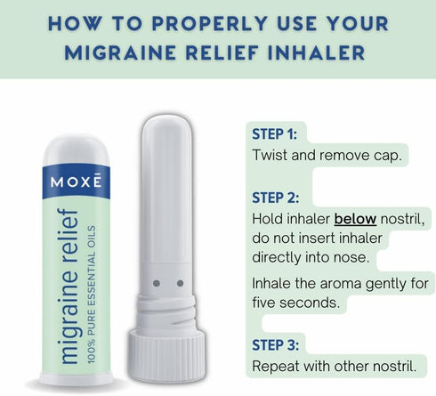 MOXE Migraine Relief Nasal Inhalers, Essential Oils for Headaches & Tension Relief, Portable Aromatherapy, Easy-to-Use, Pure & Undiluted, Peppermi...