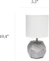 Simple Designs LT2065-MBL Round Prism Mini Table Lamp with White Fabric Shade, Gray Marble...