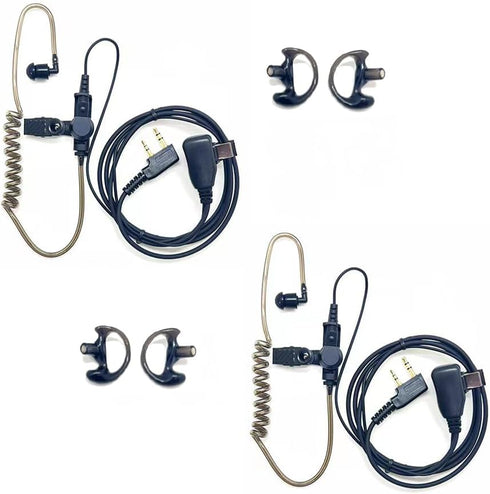 Covert Air Acoustic Tube Earpiece with Mic for Baofeng UV-5R Two Way Radio, Surveillance Headset and PTT Compatible with Walkie Talkies Brands Bao...
