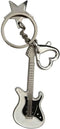 Guitar Keychain, Metal Bass Guitar Pendant Key Chain with Mini Pentagram and Heart, Fashionable Unisex Guitar Star Keychain, Y2K Unique Keychain f...