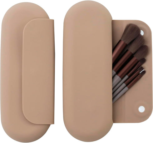 Silicone Makeup Bag Travel Size Toiletries Makeup Brush Holder Travel Cosmetic Bag Makeup Travel Essentials Portable Upgrade with Anti-Fall Out Ma...