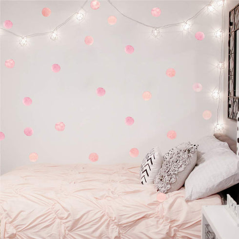 Pink Polka Dot Wall Decals 36pcs Watercolor Dots Wall Sticker for Kids, Baby Girls, Teens, and Nursery Room (6 Sheets) - Each Dot: 2.36 x 2.36 inc...