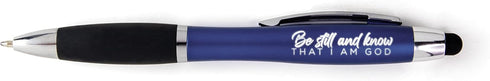 Light Up Scripture Pens With Stylus - Be Still And Know, Dark Blue Illuminated LED Ballpoint Pen With Black Ink, Bible Study Pens For Bible Journa...