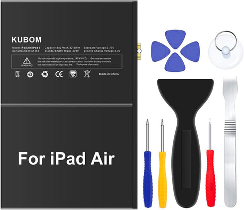 KUBOM Replacement Battery for iPad Air or iPad 5th 6th 7th, Full 8827mAh 0 Cycle Battery - Include Complete Repair Tool Kits [A1474?A1475?A1476?A1...