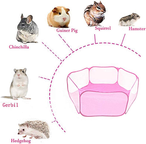 Hamster Playpen with Mat, Large - Foldable Exercise Playpen, Breathable and Transparent Pet Cage Fence Indoor/Outdoor for Guinea Pigs Small Animal...