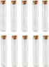 10 PCS Transparent Glass Test Tubes with Cork Stoppers Round Straight Bottles Containers for Powder Candy Storage Scented Tea Scientific Experimen...