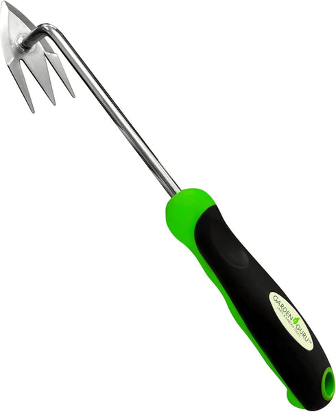 Garden Guru Root Weeder Tool with Ergonomic Handle - Stainless Steel Weed Puller for Planting, Weeding, Flower and Vegetable Care in Lawn Garden Y...