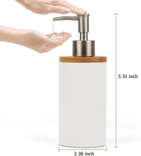 Ceramic Soap Dispenser Hand Soap Dispenser Refillable Liquid Great for Kitchen and Bathroom Decorative (White)...