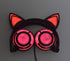 Kids Headphones with Cat Ears, LED Light Chargeable Earphones for Kids Teens Adults, Compatible for iPad, Tablet, Computer, Mobile Phone (Black&Pi...