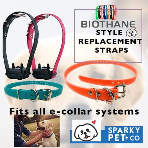 Sparky Pet Co 3/4" Biothane Replacement Roller Buckle Dog Collar E Collar Sport Dogs (Black)...