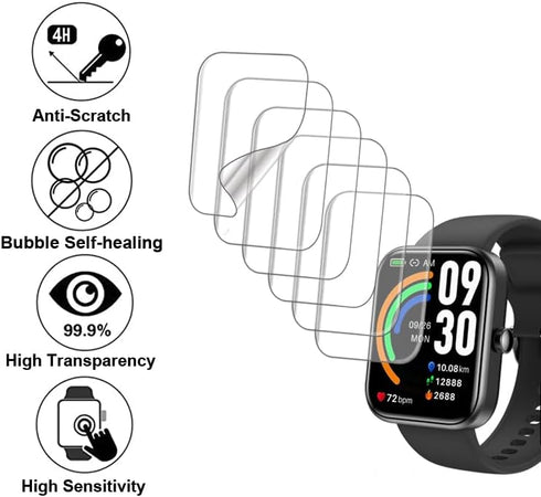 Screen Protector Compatible with TOZO S3 1.83” Smart watch (Answer/Make Calls), Soft TPU, 6 pieces, Bubble Self-healing...