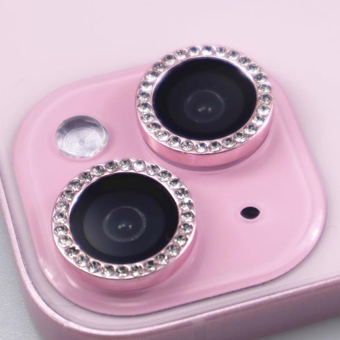 for iPhone 15/15 Plus Camera Lens Protector Bling Glitter Diamond Metal Crystal Tempered Glass Screen Accessories Rhinestones Lens Cover for iPhon...