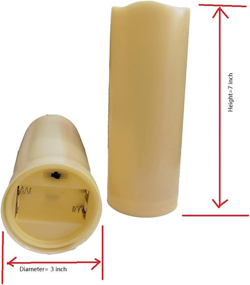 Outdoor Candles, 2 Flickering Waterproof flameless LED Pillar Candles(D: 3" x H: 7") with Remote 2/4/6/8 Timer. Plastic Resin Electric Decorative ...
