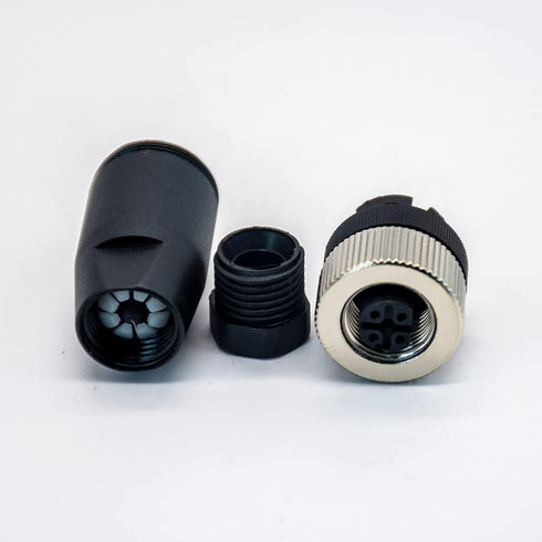 M12 Field Wireable Connector 4 Pin Straight Cable Mount Aviation Plug Waterproof IP67 Industrial Circular Sensor Connector (Female, D Code)...