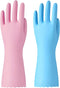 Bamllum Rubber Cleaning Gloves - 2 Pairs Latex Free Kitchen Cleaning Gloves with Cotton Liner- Household Dishwashing Gloves, Non- Slip Waterproof ...