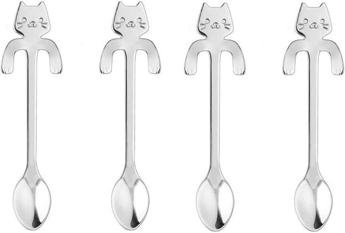 20PCS Stainless Steel Cute Mini Cat Spoon for Tea, Coffee, Dessert, Sugar, Ice Cream, etc (11.5cm/4.5inch)...