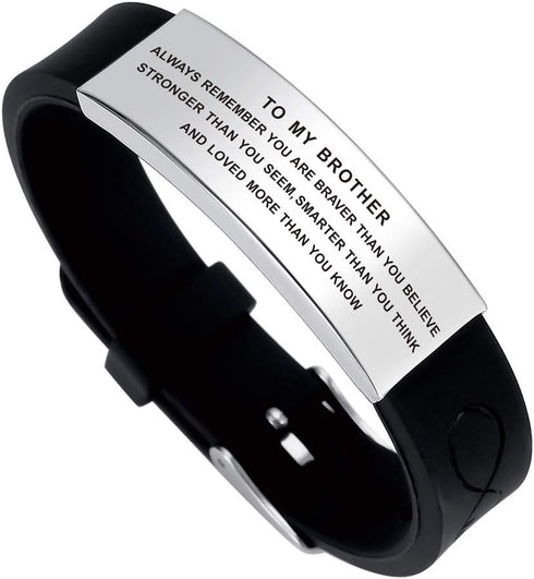 FALOGIJE Brother Gifts Inspirational Wristband Bracelet from Sister, Brother Birthday Graduation Gifts, Fathers Day, Christmas...