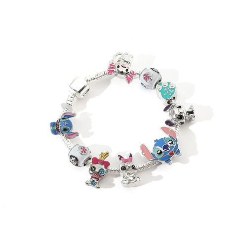 Stitch Makeup Brushes Bracelet Set - Ohana Interstellar Baby Stitch Makeup Brush and 8.26in Pandora Stitch Bracelet Gifts for Girls Women Birthday...