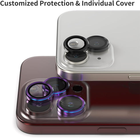 Sinjimoru iPhone 15 Metal Frame for Multi Layered Tempered Glass Lens, Camera Lens for iPhone 15 Phone Camera Lens Glass. Sinji CamGlass Metallic ...