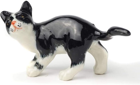 ZOOCRAFT Black Cat Figurine Ceramic Animal Miniature Handcrafted Kitten Gift Decor DIY Craft Design Collectible, 1.10 x 2.40 x 1.34 inches...