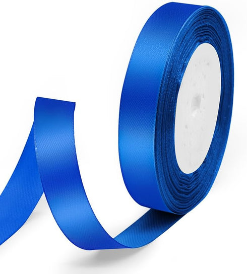 5/8" x 25 Yards Satin Ribbon, Royal Blue Silk Ribbon Ideal for Gift Wrapping, Floral Bouquets, Crafts, Wedding Party Decorations, Christmas and Se...