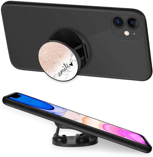 4 Pack Phone Grip,Cell Phone Holder for Smartphone,Finger Expanding Kickstand Stand - Rose Gold Confetti Black Stripes Smile...