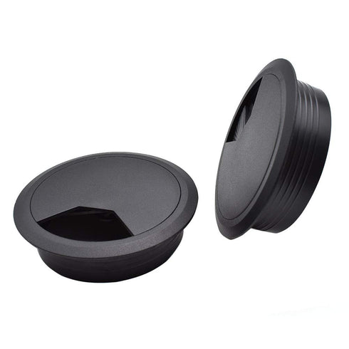 3-1/8 Inch (80mm) Black Wire Grommets and Cable Ties Kit ABS Plastic Desk Hole Cover Cord Organizer for Computer Desk Cabinet (2pcs Desk Grommets ...