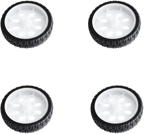 4pcs 65mm Rubber RC Wheel Tires Toy Car Wheels DIY Model Robots White and Black for DIY Model Accessories...