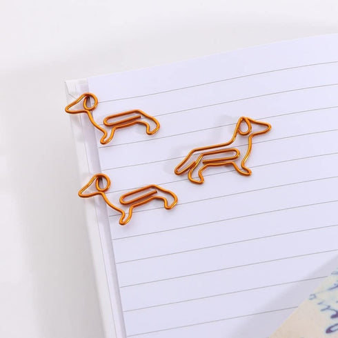 20 Pcs Dachshund Shaped Paper Clips Animal Bookmarks Clips, Cute Orange Dachshund Paperclips Bookmarks Planner Clips, Office Supplies Binder and P...