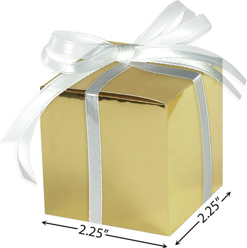 Premium Gold Mega Pack Favor Boxes - 2.25" x 2.25" (100 Pcs.) - Metallic Event Gift Boxes for Special Occasions...