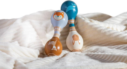 Mary Meyer Leika Wooden Toys Baby Rattle, 5.5-Inches, Fox & Fawn...