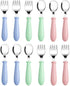 Pimoys 12 Pieces Toddler Utensils Kids Silverware Set Baby Forks and Spoons, Stainless Steel Childrens Safe Cutlery with Round Handle for Self Fee...