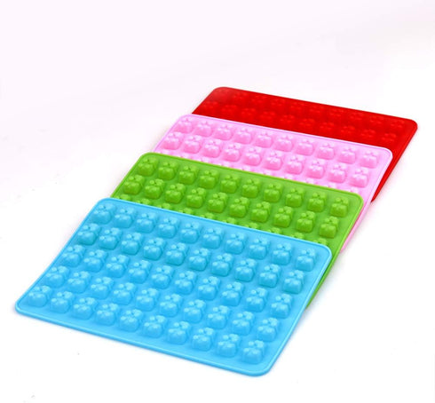 homEdge Silicone Gummy Bear Candy Molds, Set of 4 Packs Non Stick Food Grade Chocolate Gummy Mold Bonus with 2 Dropper-Blue, Red, Green and Pink...
