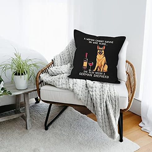 YUESHAREFunny German Shepherd DogLinen Throw Pillow Cover, German Shepherd Dog Mom Lover Gifts for Home Room Bed Sofa Decorations Decor (18 x 18 I...