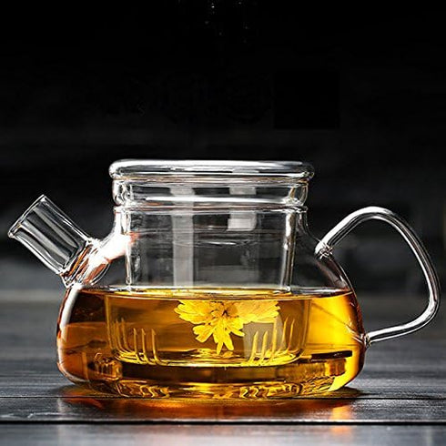 Glass Teapot With Infuser,Teapot With Strainer For Loose Tea,Safe On Stovetop, Nordic Pot With Glass Infuser And Glass Lid(Nordic Pot 600ML/21oz)...
