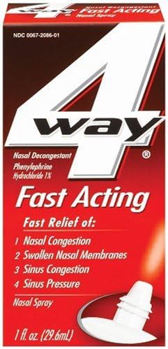 4 Way Nasal Decongestant Nasal Spray, Fast Acting, 1 Fl Oz (Pack of 3)...