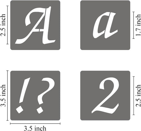 2.5 Inch Alphabet Letter Stencils - 70 Pack Letter Number Stencil Templates with Signs for Painting on Wood, Reusable Calligraphy Letters Stencils...