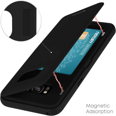 GOOSPERY Galaxy S8 Wallet Case with Card Holder, Protective Dual Layer Bumper Phone Case (Black)...