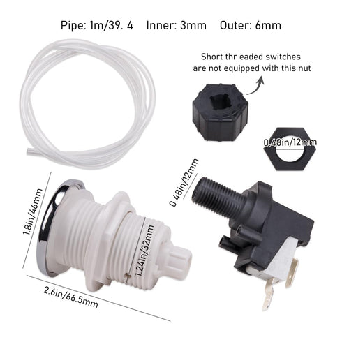 1 Set Pneumatic Switch for Garbage Disposal 16A On Off Push Button Switch for Bath Tub Spa Jetted Whirlpool Jet Set...